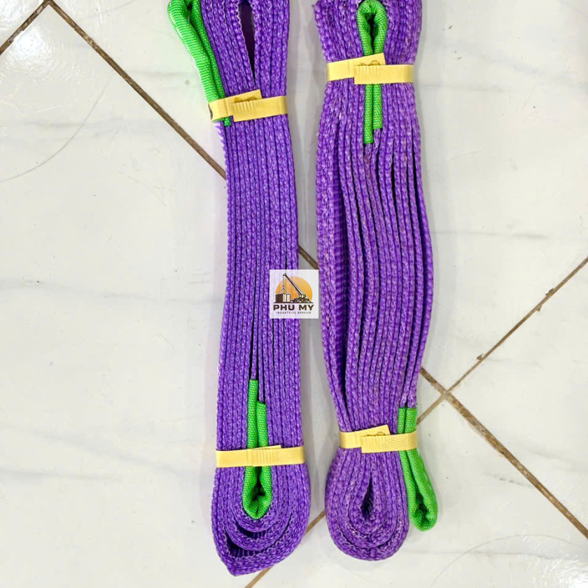 Dây Cáp Vải Dẹt 2 Đầu Mắt 1 Tấn | Sling Nâng Hạ